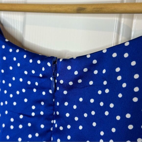 BNWT Taylor Blue Ivory Polka Dot V-Neck Elbow Tie Sleeve Smocked Maxi Dress 22W - Picture 6 of 12